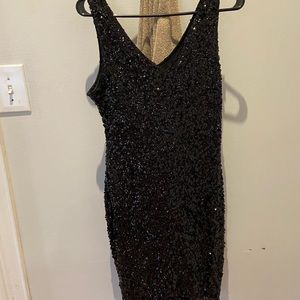 Black sequin midi dress